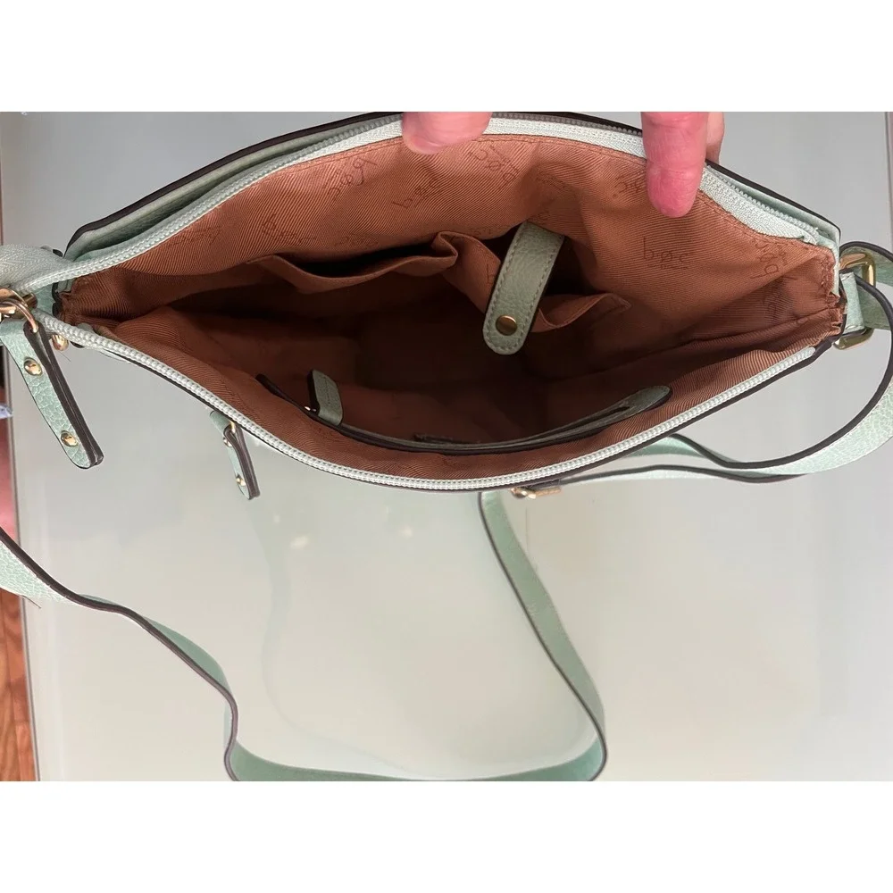 b.o.c. Born Concept Light Green Pebbled Faux Leather Crossbody Bag Purse